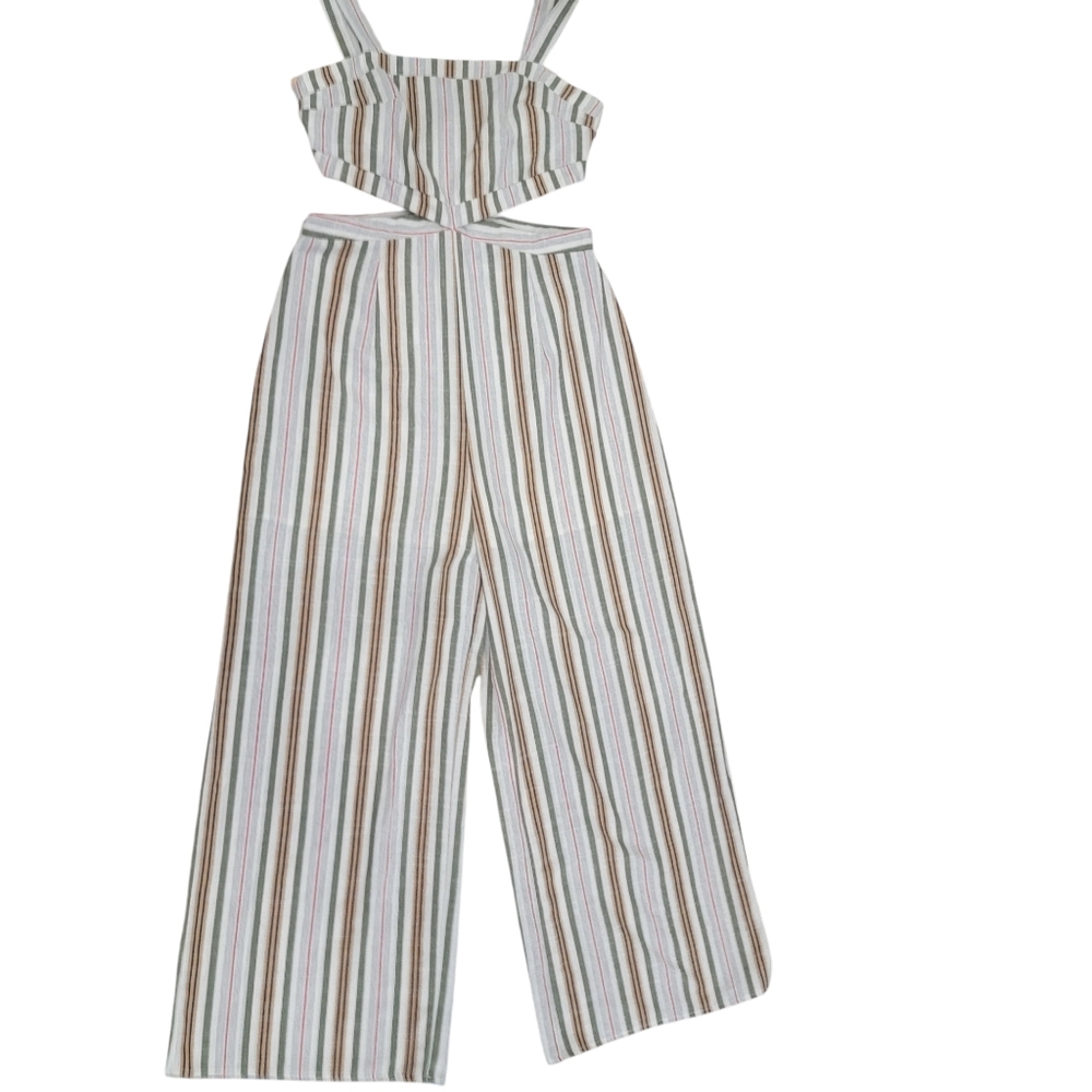 Talulah Striped Wide Leg Jumpsuit Side Cutouts Coastal Lightweight Women… - Picture 6 of 17